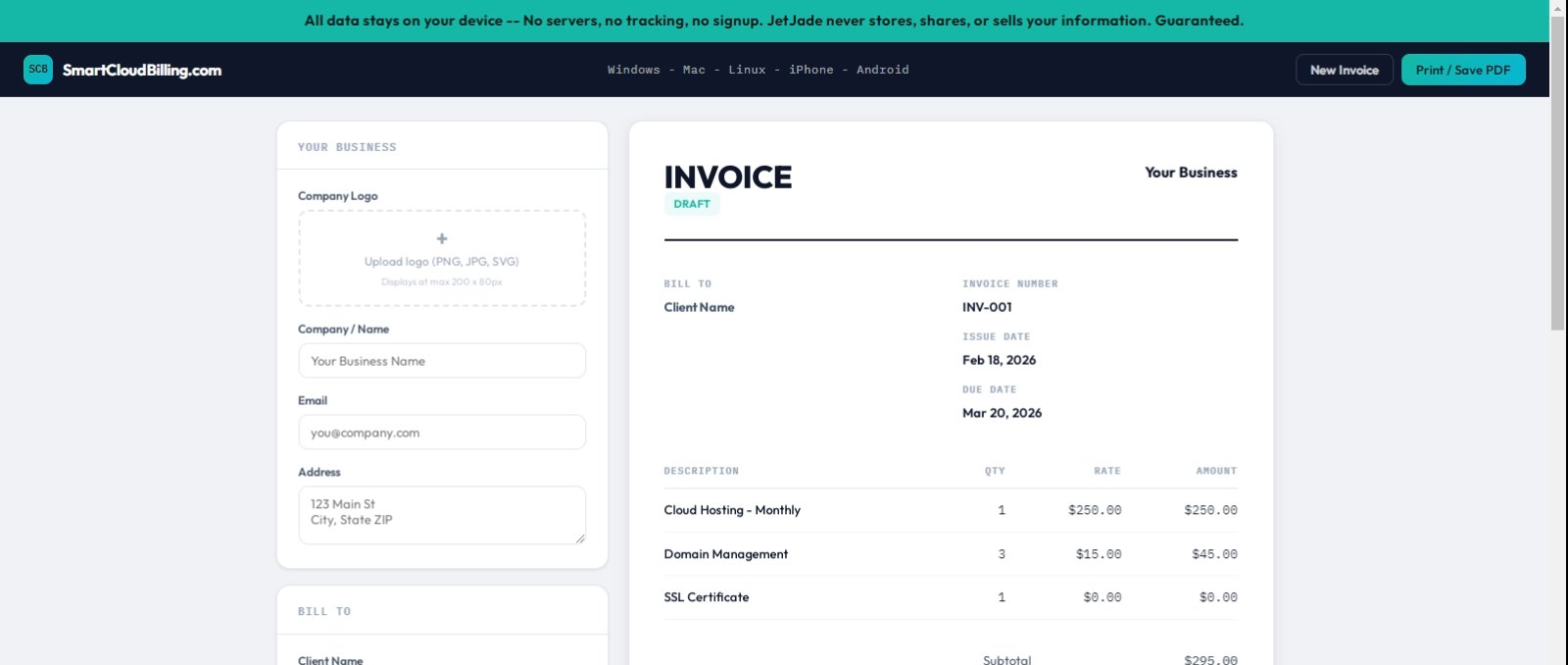 SmartCloudBilling screenshot